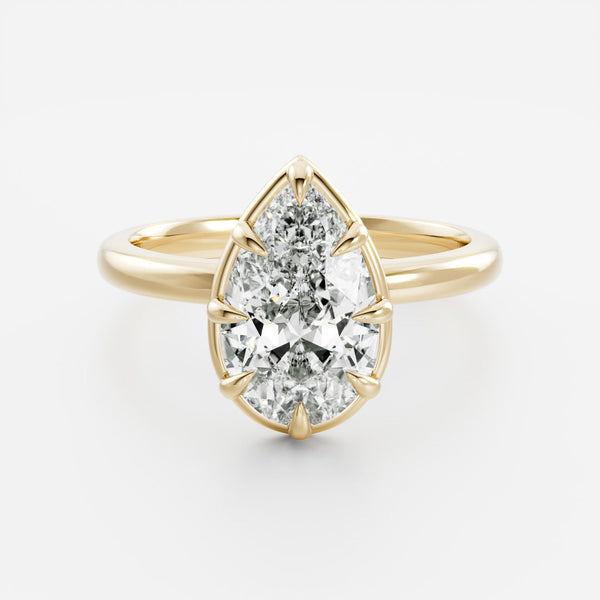 Solitaire Unique Bezel-Pear Lab Grown Diamond Engagement Ring - Solitaire-Oval Lab Grown Diamond Engagement Ring