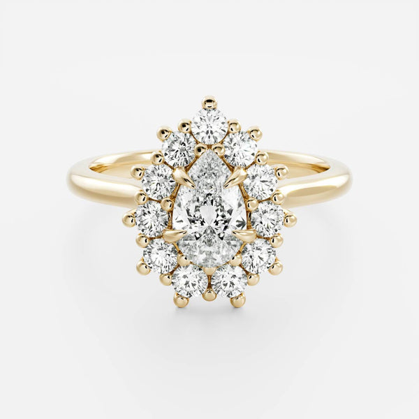 Halo Cathedral-Pear Lab Grown Diamond Engagement Ring - Solitaire-Oval Lab Grown Diamond Engagement Ring