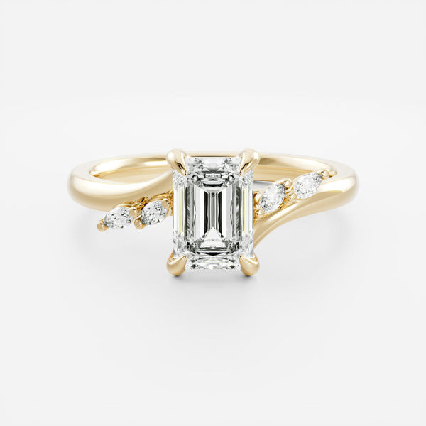 Cluster Cathedral- 1.0 CT Emerald Moissanite Engagement Ring - Solitaire- 1.0 CT Oval Moissanite Engagement Ring