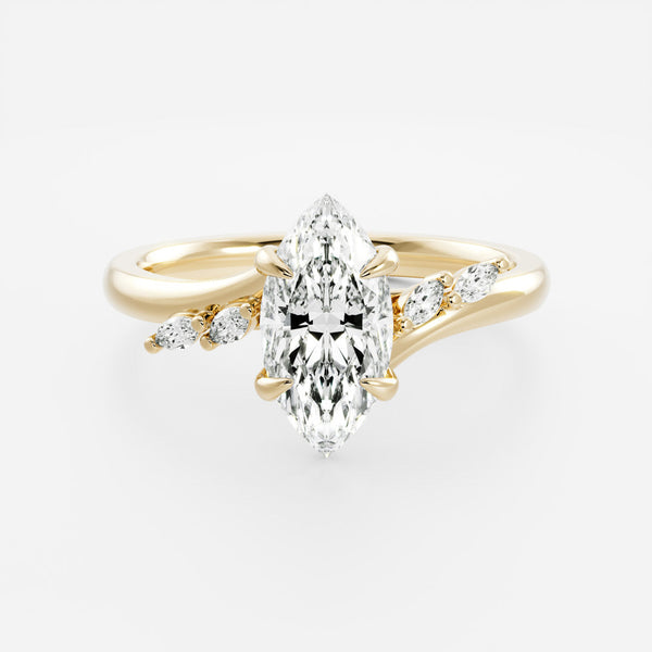 Cluster & Cathedral-Marquise Lab Grown Diamond Engagement Ring - Solitaire-Oval Lab Grown Diamond Engagement Ring