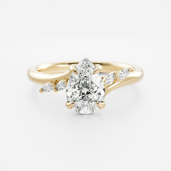 Cluster & Cathedral-Pear Lab Grown Diamond Engagement Ring - Solitaire-Oval Lab Grown Diamond Engagement Ring