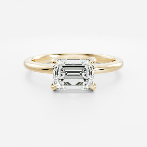 East West Solitaire-Emerald Lab Grown Diamond Engagement Ring - Solitaire-Oval Lab Grown Diamond Engagement Ring