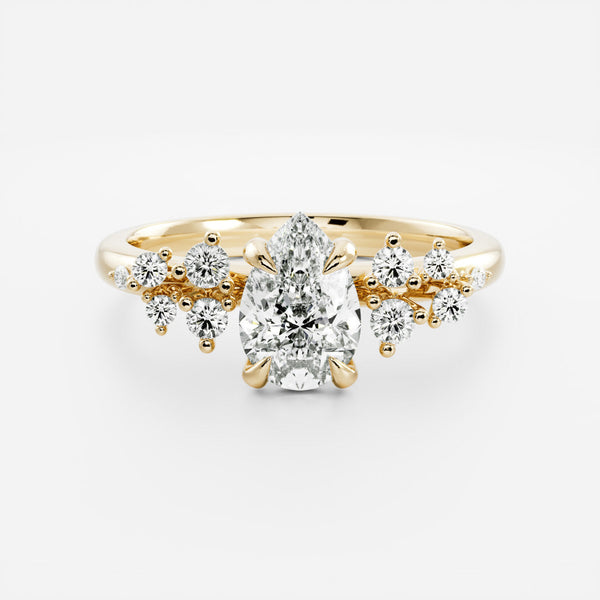 Cluster Style-Pear Lab Grown Diamond Engagement Ring - Solitaire-Oval Lab Grown Diamond Engagement Ring