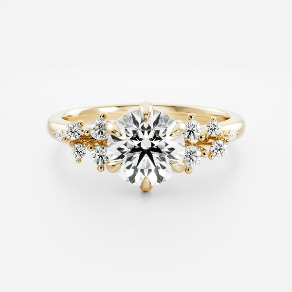 Cluster-Round Lab Grown Diamond Engagement Ring - Solitaire-Oval Lab Grown Diamond Engagement Ring