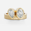 Toi Et Moi Bezel Cigar Band- 1.33 CT Pear & 1.5 CT Oval Moissanite Engagement Ring