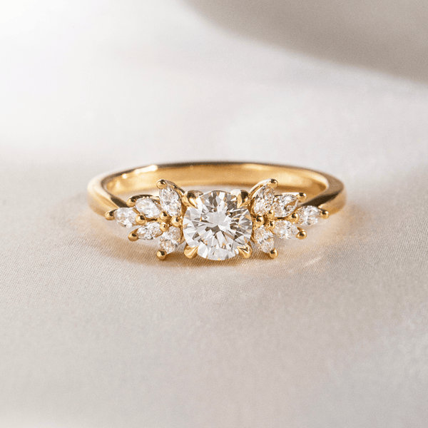 Cluster-Round Lab Grown Diamond Engagement Ring - Solitaire-Oval Lab Grown Diamond Engagement Ring
