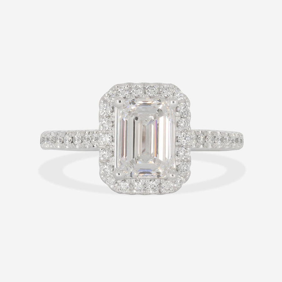 Halo-1.0 CT Emerald Lab Grown Diamond Engagement Ring