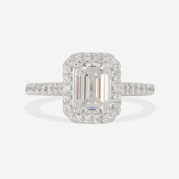 Halo-1.0 CT Emerald Lab Grown Diamond Engagement Ring - Halo-1.0 CT Emerald Lab Grown Diamond Engagement Ring
