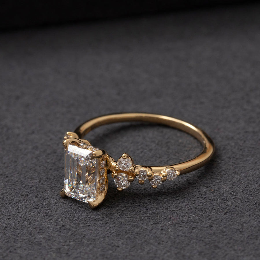 Cluster-1.5 CT Emerald Lab Grown Diamond Engagement Ring