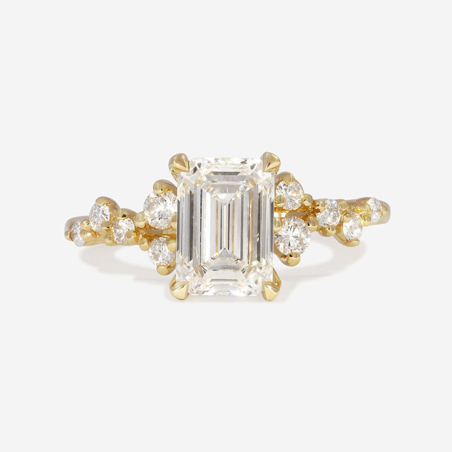Cluster-1.5 CT Emerald Lab Grown Diamond Engagement Ring