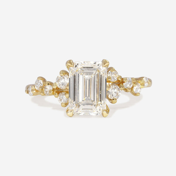 Cluster-1.5 CT Emerald Lab Grown Diamond Engagement Ring - Cluster-1.5 CT Emerald Lab Grown Diamond Engagement Ring
