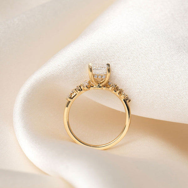 Cluster-1.5 CT Emerald Lab Grown Diamond Engagement Ring - Cluster-1.5 CT Emerald Lab Grown Diamond Engagement Ring