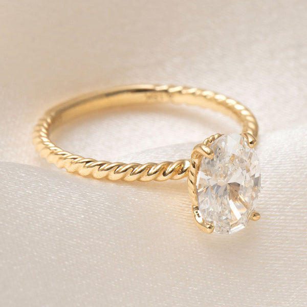 Solitaire & Twisted Shank-1.5 CT Oval Lab Grown Diamond Engagement Ring - Solitaire & Twisted Shank-1.5 CT Oval Lab Grown Diamond Engagement Ring