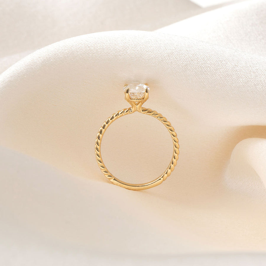 Solitaire & Twisted Shank-1.5 CT Oval Lab Grown Diamond Engagement Ring