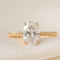 Solitaire & Twisted Shank-1.5 CT Oval Lab Grown Diamond Engagement Ring