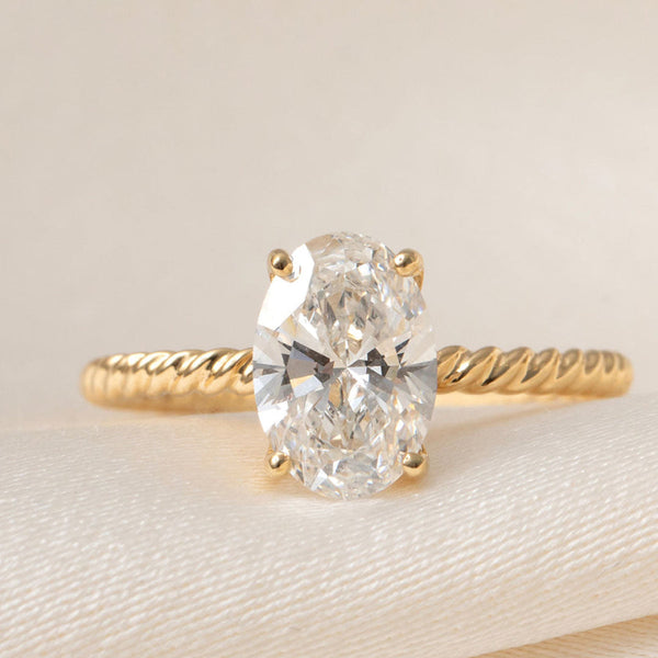 Solitaire & Twisted Shank-1.5 CT Oval Lab Grown Diamond Engagement Ring - Solitaire & Twisted Shank-1.5 CT Oval Lab Grown Diamond Engagement Ring