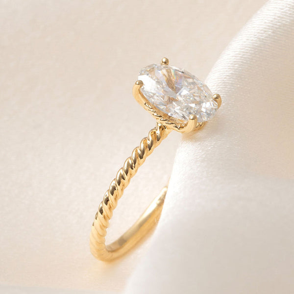 Solitaire & Twisted Shank-1.5 CT Oval Lab Grown Diamond Engagement Ring - Solitaire & Twisted Shank-1.5 CT Oval Lab Grown Diamond Engagement Ring
