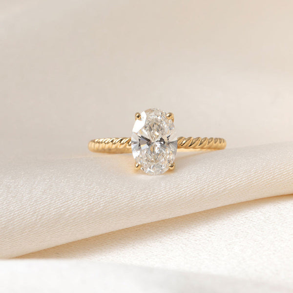 Solitaire & Twisted Shank-1.5 CT Oval Lab Grown Diamond Engagement Ring - Solitaire & Twisted Shank-1.5 CT Oval Lab Grown Diamond Engagement Ring