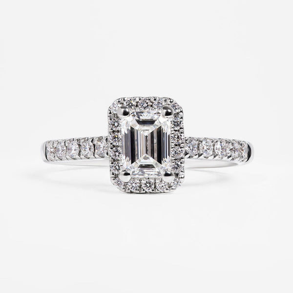 Halo-0.80 CT Emerald Lab Grown Diamond Engagement Ring - Halo-0.80 CT Emerald Lab Grown Diamond Engagement Ring