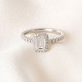 Halo-0.80 CT Emerald Lab Grown Diamond Engagement Ring
