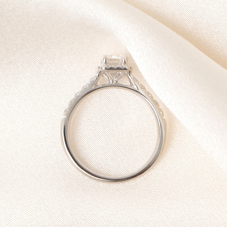 Halo-0.80 CT Emerald Lab Grown Diamond Engagement Ring
