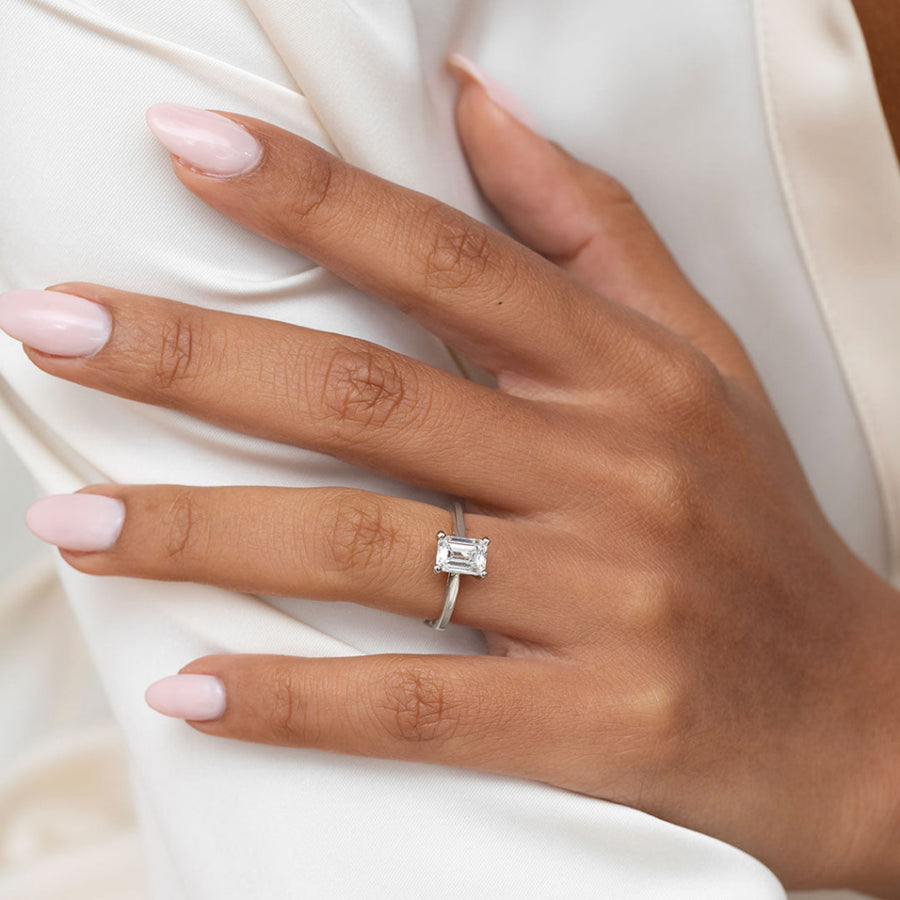 Solitaire-1.5 CT Emerald Lab Grown Diamond Engagement Ring