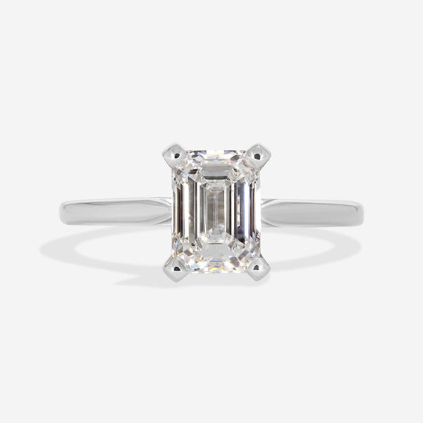 Solitaire-1.5 CT Emerald Lab Grown Diamond Engagement Ring - Solitaire-1.5 CT Emerald Lab Grown Diamond Engagement Ring