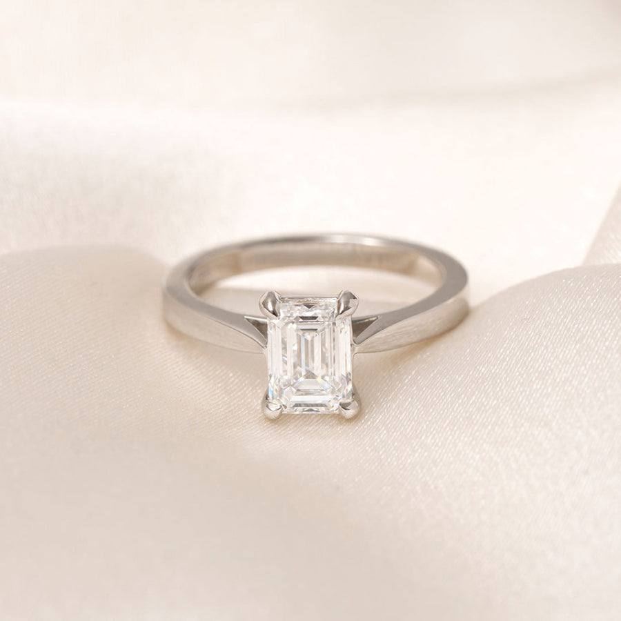Solitaire-1.5 CT Emerald Lab Grown Diamond Engagement Ring