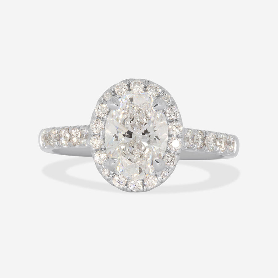 Halo Pave-1.5 CT Oval Lab Grown Diamond Engagement Ring