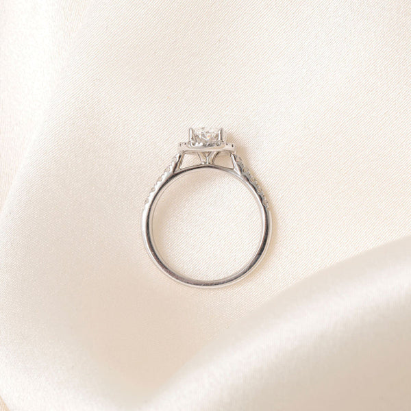 Halo Pave-1.5 CT Oval Lab Grown Diamond Engagement Ring - Halo Pave-1.5 CT Oval Lab Grown Diamond Engagement Ring