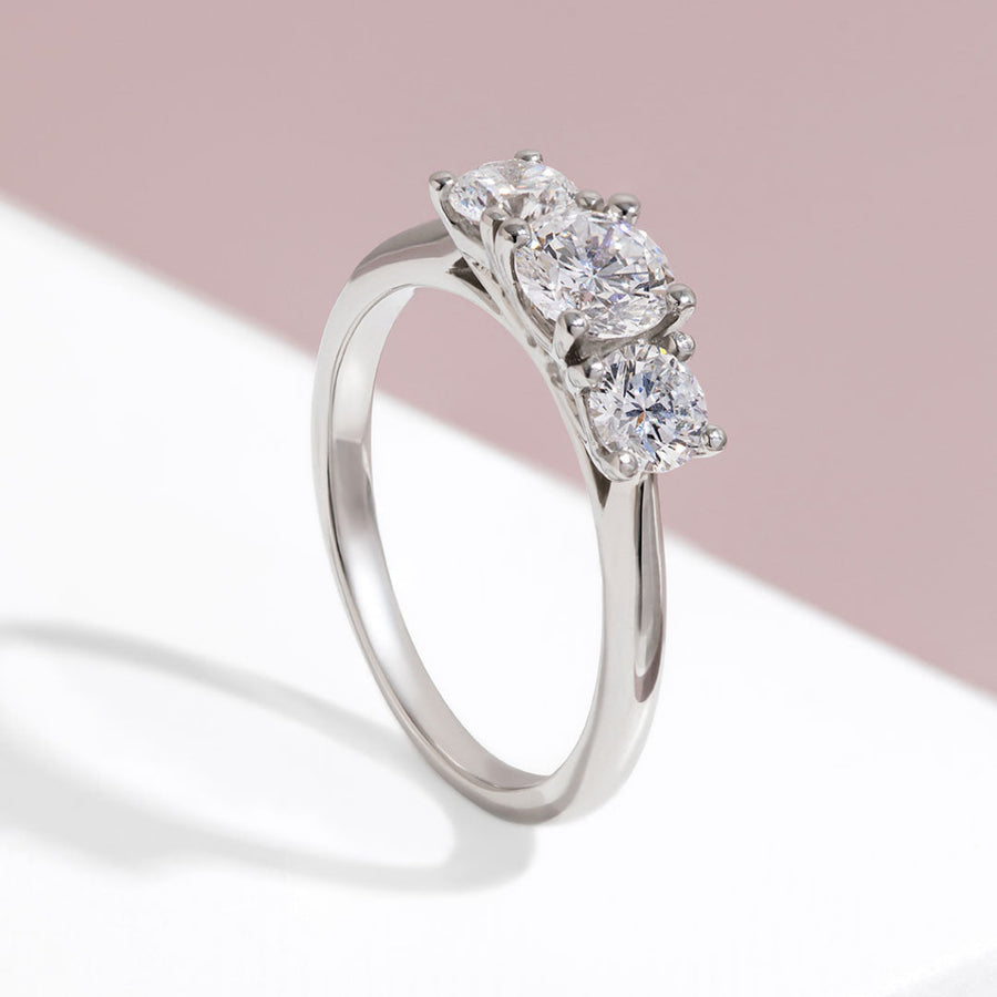 Three Stone-0.5 CT Round Lab Grown Diamond Engagement Ring