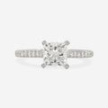 Pave-1.0 CT Princess Lab Grown Diamond Engagement Ring