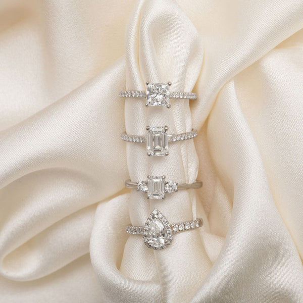 Pave-1.0 CT Princess Lab Grown Diamond Engagement Ring - Pave-1.0 CT Princess Lab Grown Diamond Engagement Ring
