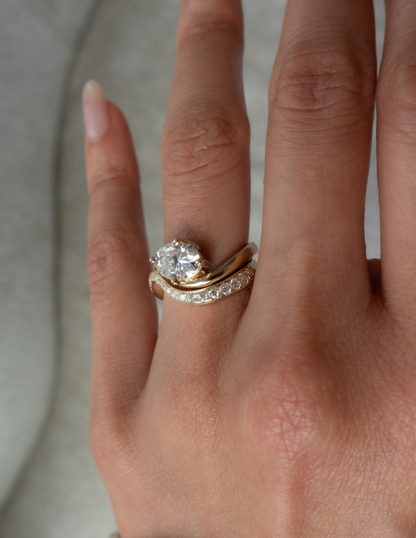 Solitaire Rapture Compass Prong & Pave Band- 1 CT Oval Lab Grown Diamond Bridal Set - Solitaire Rapture & Pave Band- Oval Lab Grown Diamond Bridal Set