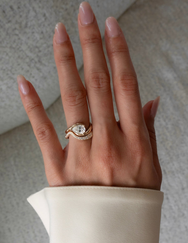 Solitaire Rapture & Pave Band- 1 CT Pear Lab Grown Diamond Bridal Set - Solitaire Rapture & Pave Band- Oval Lab Grown Diamond Bridal Set