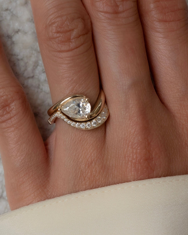 Solitaire Rapture & Pave Band- 1 CT Pear Lab Grown Diamond Bridal Set - Solitaire Rapture & Pave Band- Oval Lab Grown Diamond Bridal Set