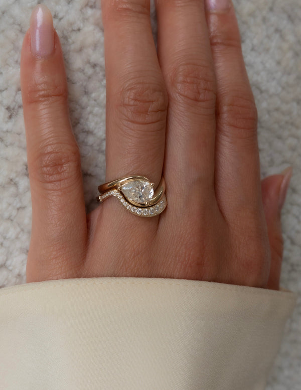 Solitaire Rapture & Pave Band- 1 CT Pear Lab Grown Diamond Bridal Set - Solitaire Rapture & Pave Band- Oval Lab Grown Diamond Bridal Set