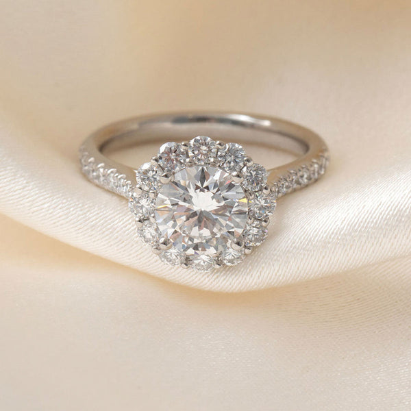 Halo-2.0 CT Round Lab Grown Diamond Engagement Ring - Halo-2.0 CT Round Lab Grown Diamond Engagement Ring