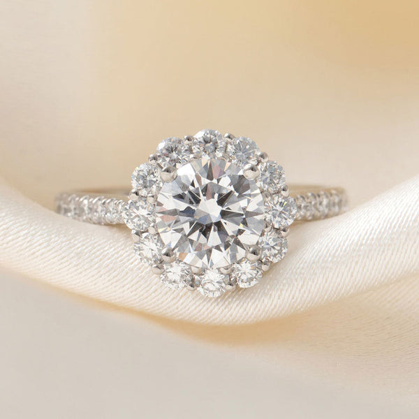 Halo-2.0 CT Round Lab Grown Diamond Engagement Ring - Halo-2.0 CT Round Lab Grown Diamond Engagement Ring