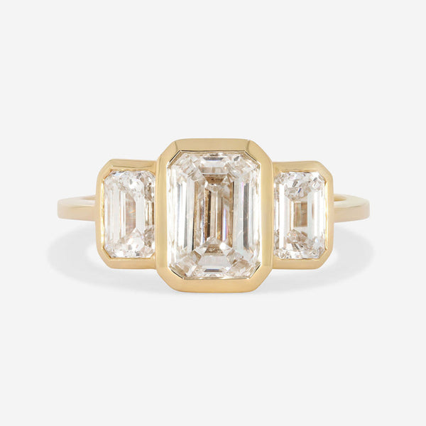 Bezel & Three Stone-2.0 CT Emerald Lab Grown Diamond Engagement Ring - Bezel & Three Stone-2.0 CT Emerald Lab Grown Diamond Engagement Ring