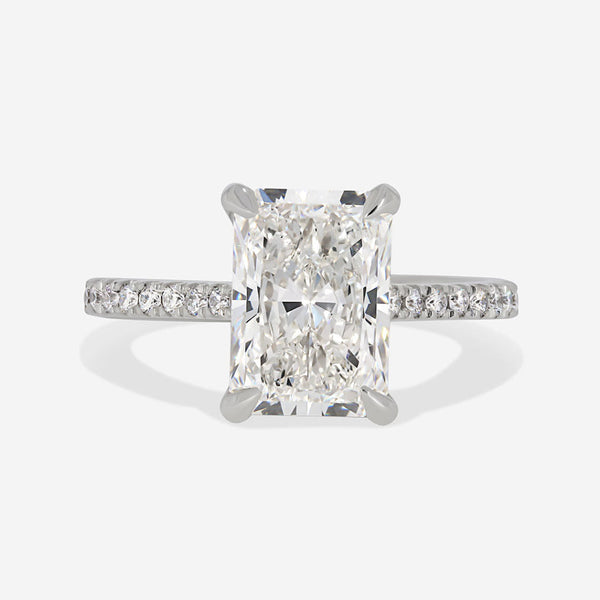 Hidden Halo & Pave-3.0 CT Radiant Lab Grown Diamond Engagement Ring - Hidden Halo & Pave-3.0 CT Radiant Lab Grown Diamond Engagement Ring