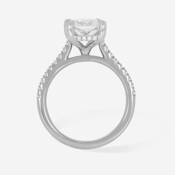 Hidden Halo & Pave-3.0 CT Radiant Lab Grown Diamond Engagement Ring - Hidden Halo & Pave-3.0 CT Radiant Lab Grown Diamond Engagement Ring