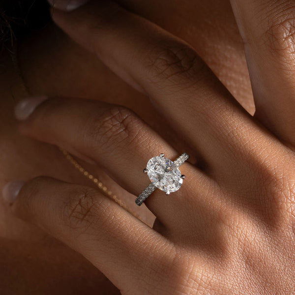 Pave & Tulip Style-2.5 CT Oval Lab Grown Diamond Engagement Ring - Pave & Tulip Style-2.5 CT Oval Lab Grown Diamond Engagement Ring