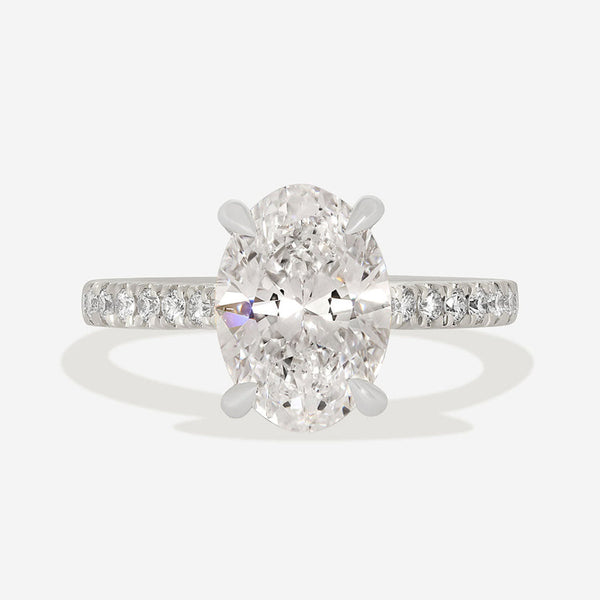 Pave & Tulip Style-2.5 CT Oval Lab Grown Diamond Engagement Ring - Pave & Tulip Style-2.5 CT Oval Lab Grown Diamond Engagement Ring