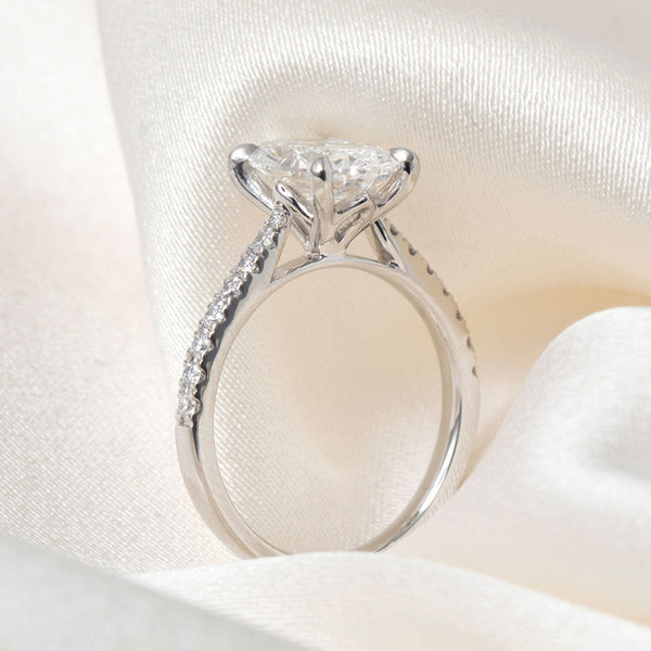 Pave & Tulip Style-2.5 CT Oval Lab Grown Diamond Engagement Ring - Pave & Tulip Style-2.5 CT Oval Lab Grown Diamond Engagement Ring
