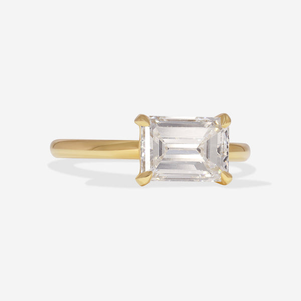 East West Solitaire-2.0 CT Emerald Lab Grown Diamond Engagement Ring - East West Solitaire-2.0 CT Emerald Lab Grown Diamond Engagement Ring