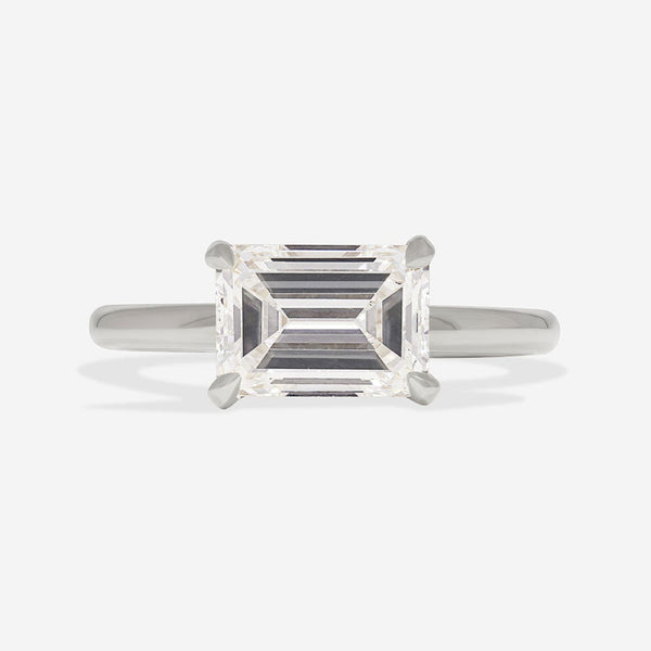 East West Solitaire-2.0 CT Emerald Lab Grown Diamond Engagement Ring - East West Solitaire-2.0 CT Emerald Lab Grown Diamond Engagement Ring