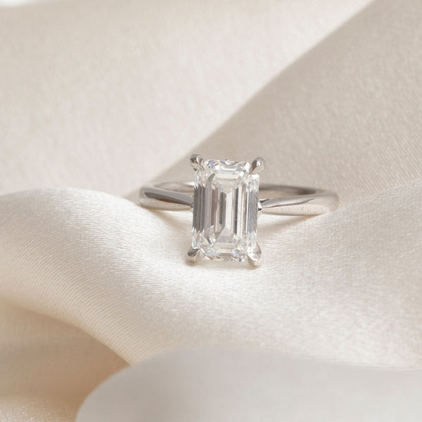Solitaire-2.5 CT Emerald Lab Grown Diamond Engagement Ring - Solitaire-2.5 CT Emerald Lab Grown Diamond Engagement Ring