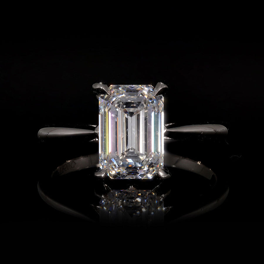Solitaire-2.5 CT Emerald Lab Grown Diamond Engagement Ring