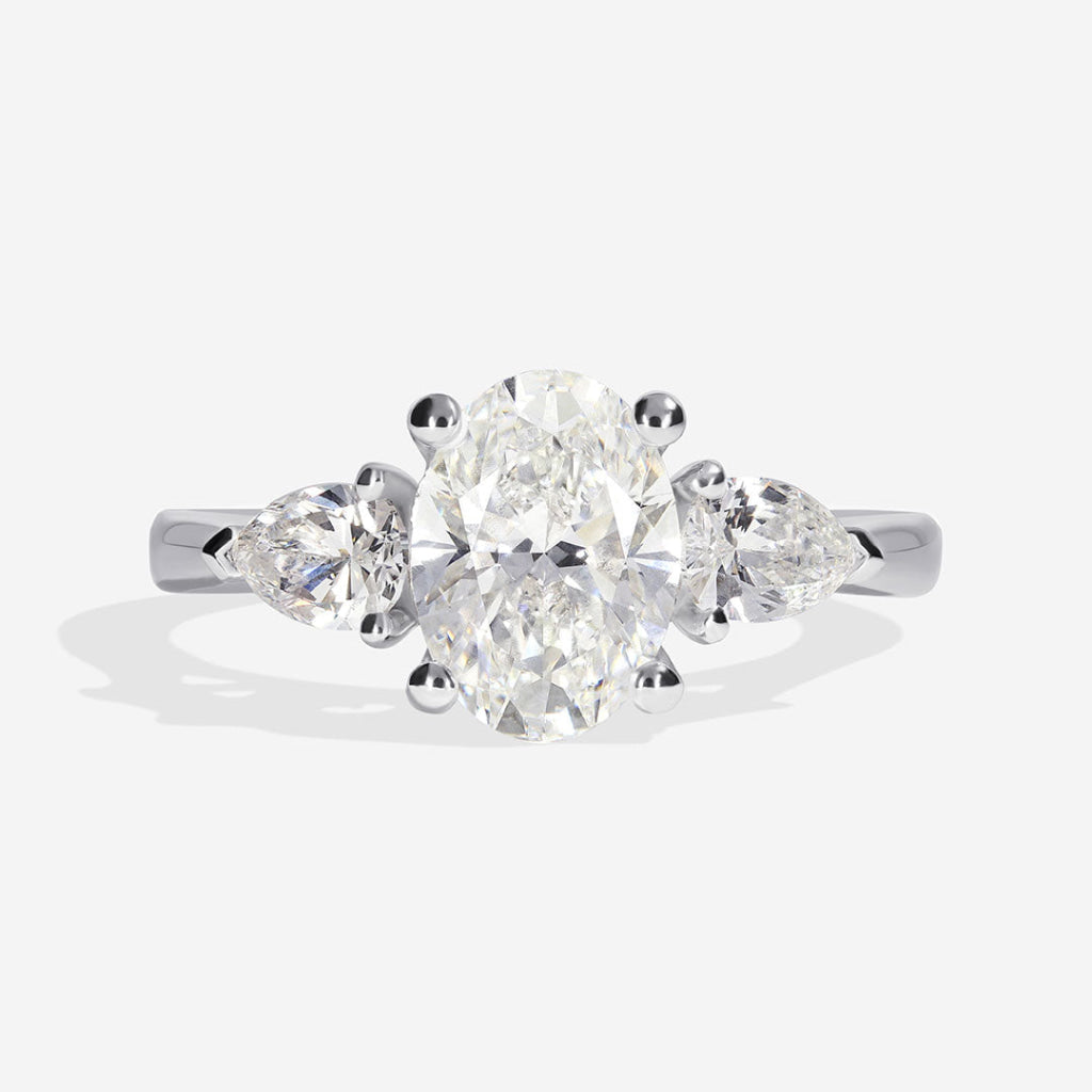 Three Stone-1.5 CT Oval Lab Grown Diamond Engagement Ring